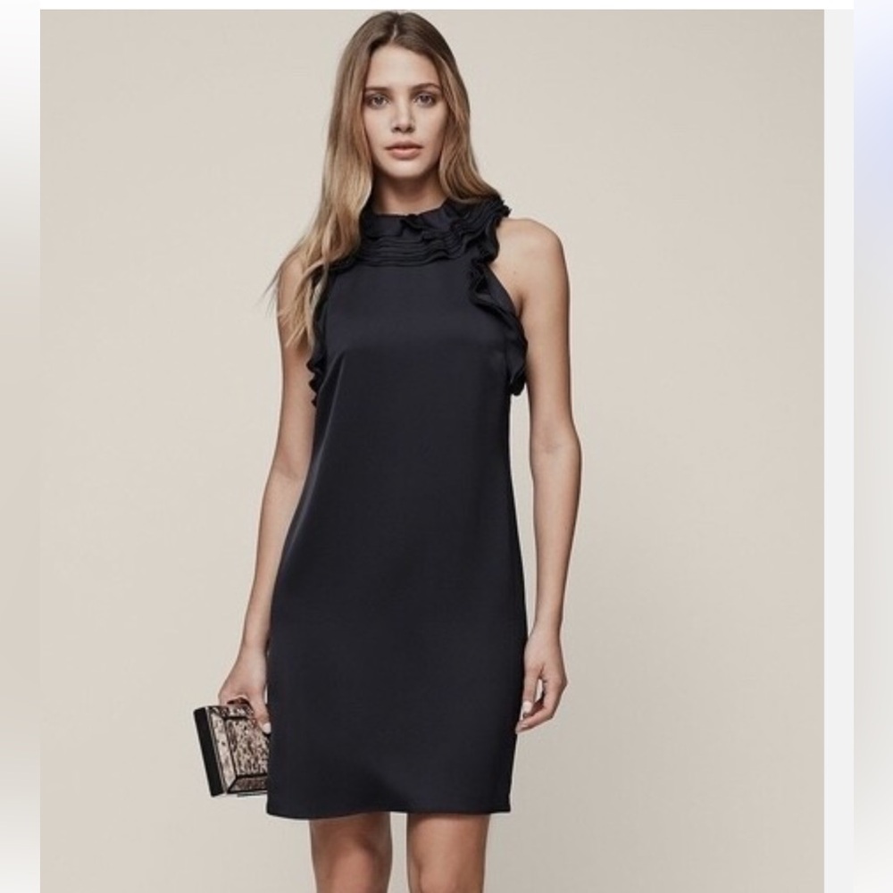 Reiss Jolene Ruffle Dress – Midnight, Size 8